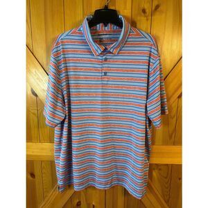 Reebok Mens Short Sleeve Golf Performance Polo Blue Red Striped Size 2XL (5305)